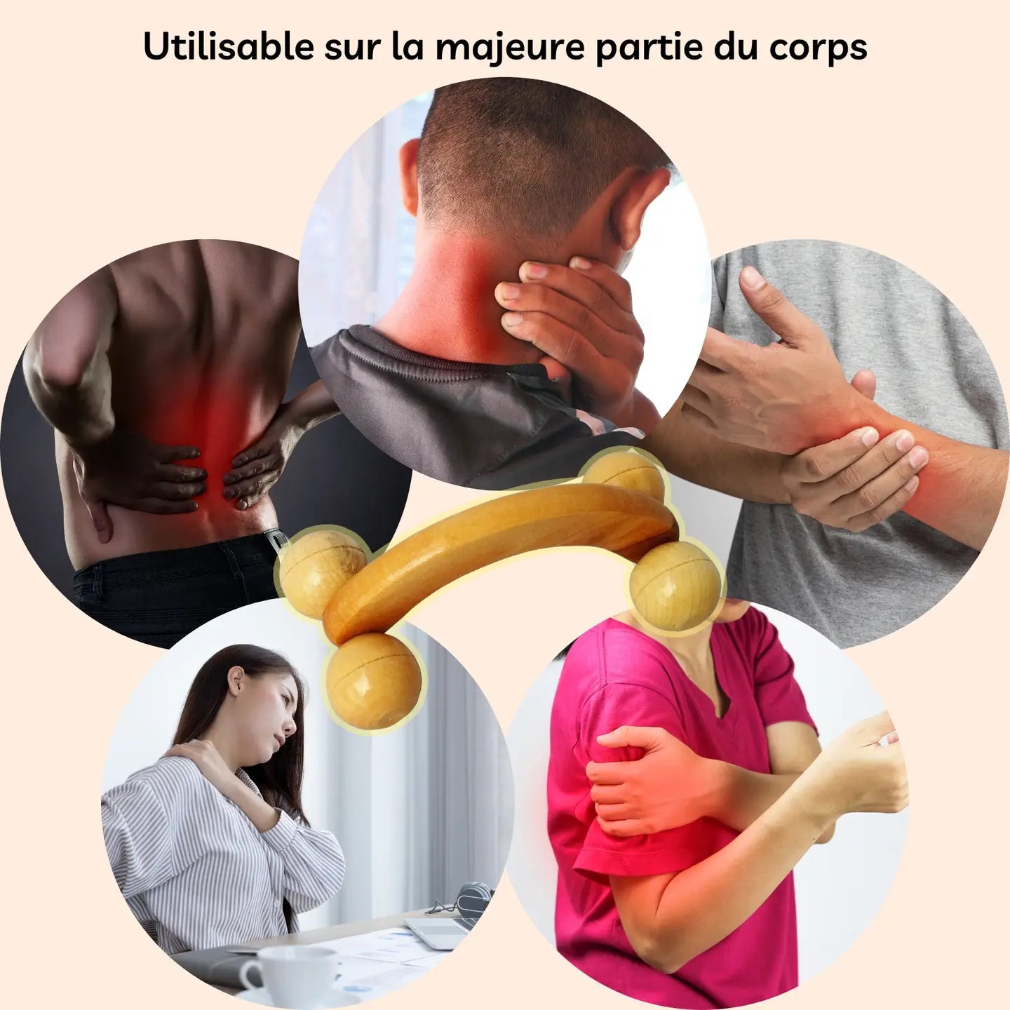 Roue de Massage en Bois Naturel – Détente & Bien-être Musculaire