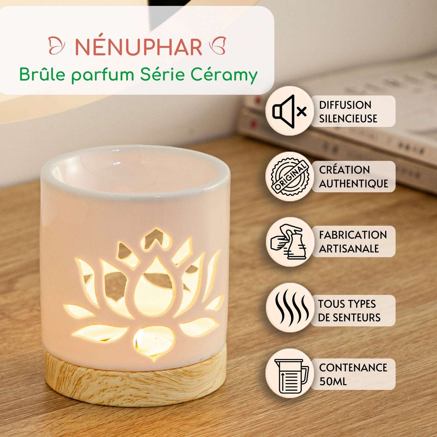 Brûle-Parfum Céramy Nénuphar – Élégance Florale & Bien-Être