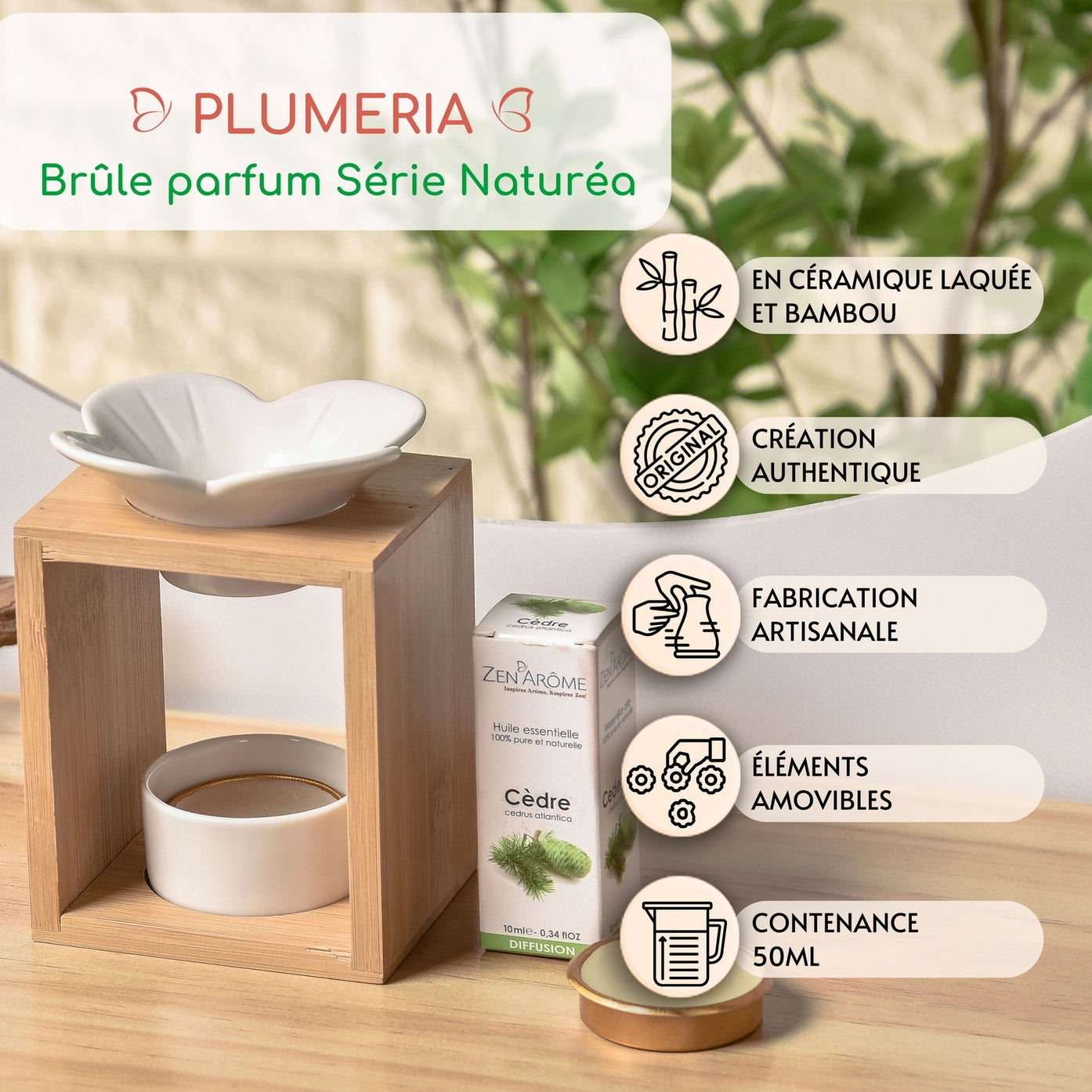 Brûle-Parfum Naturéa Plumeria – Diffuseur Naturel & Élégant
