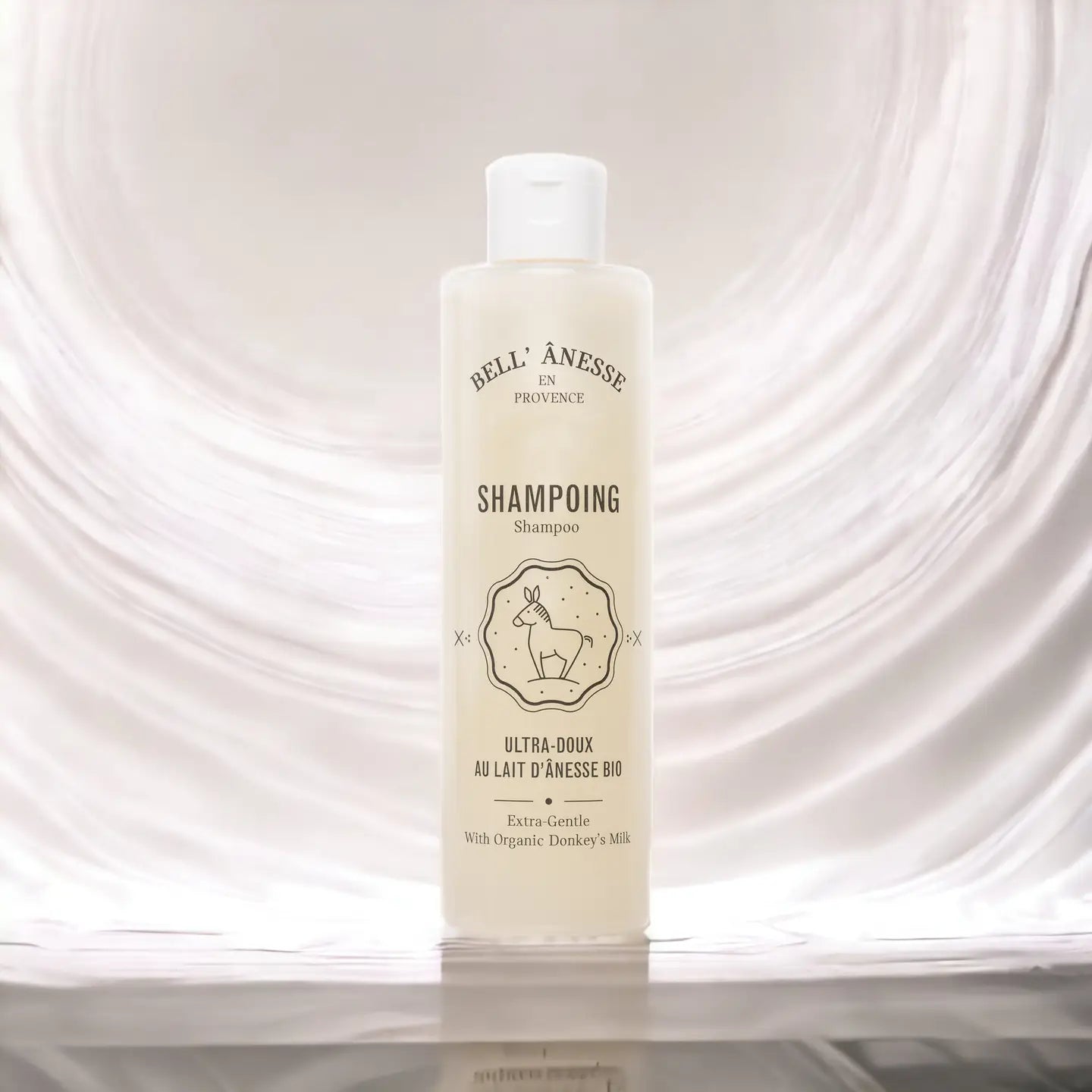 Shampoing au lait d’ânesse bio naturel pour cheveux secs – flacon 250ml
